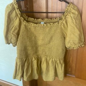 Old Navy Smocked Top, size S mustard color